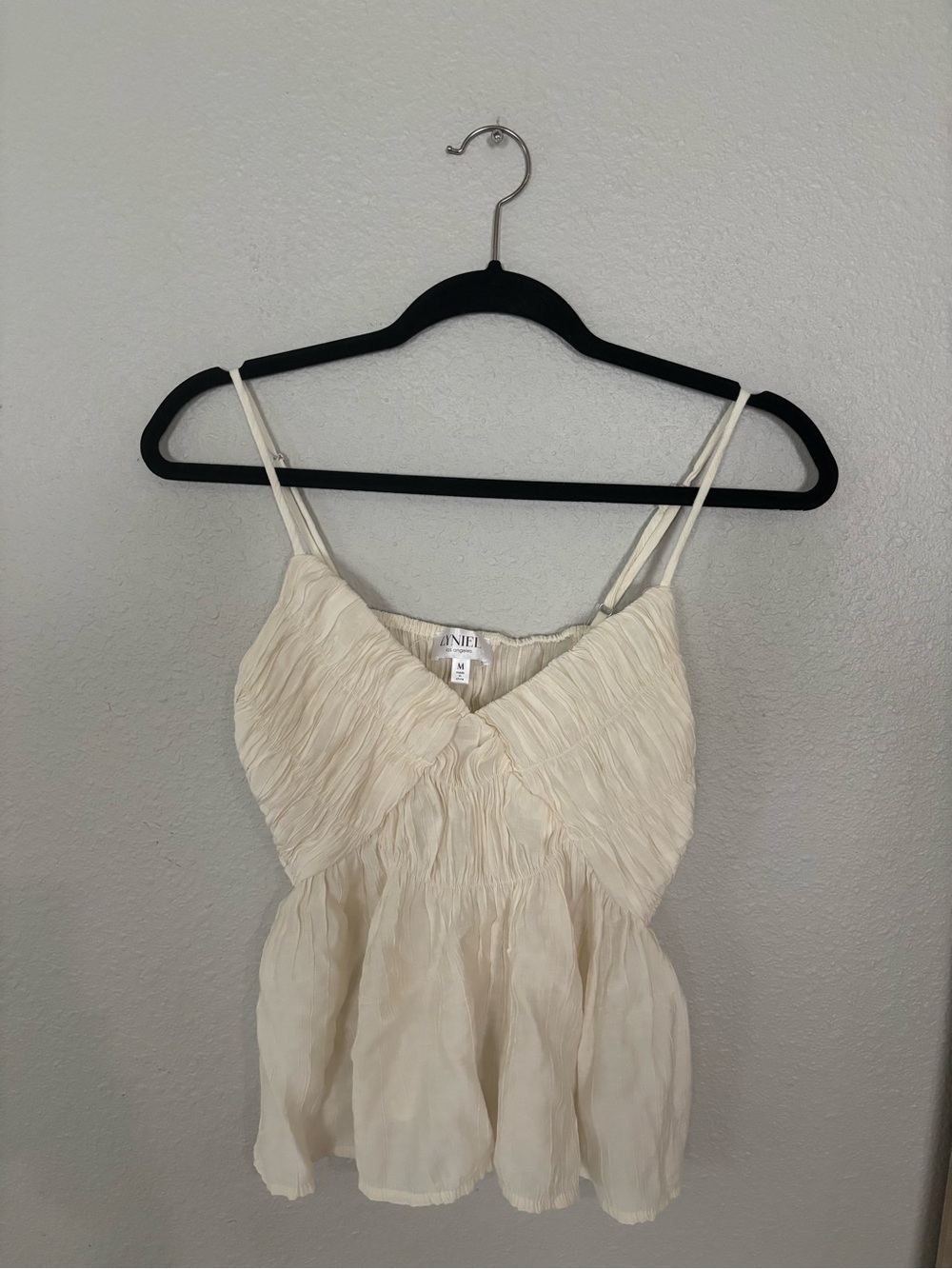 LYNIEL Cream Smocked Spaghetti-Strap Camisole